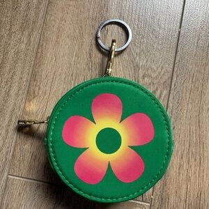 Marc Jacobs Green Coin Purse with Pink and Yellow Flower